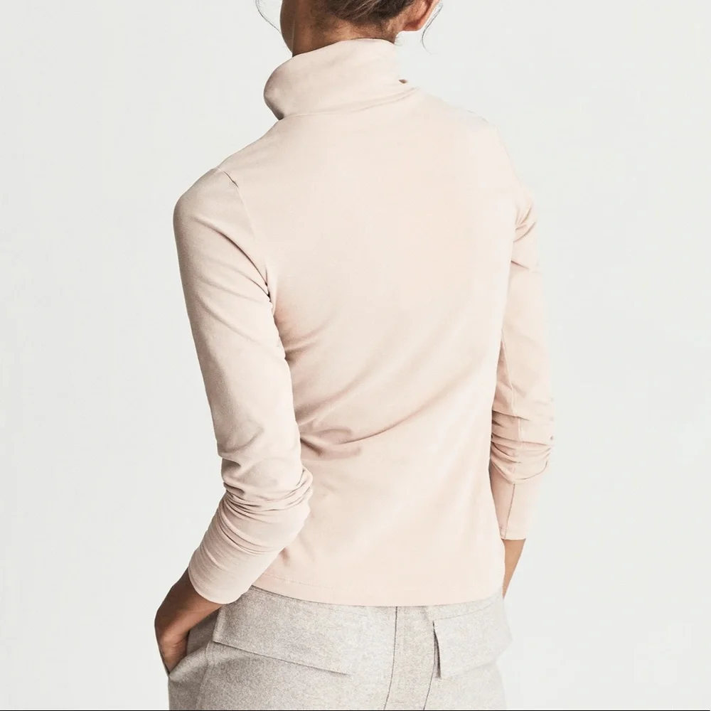 NWT REISS PHOEBE JERSEY ROLLNECK TOP NUDE - Picture 4 of 12